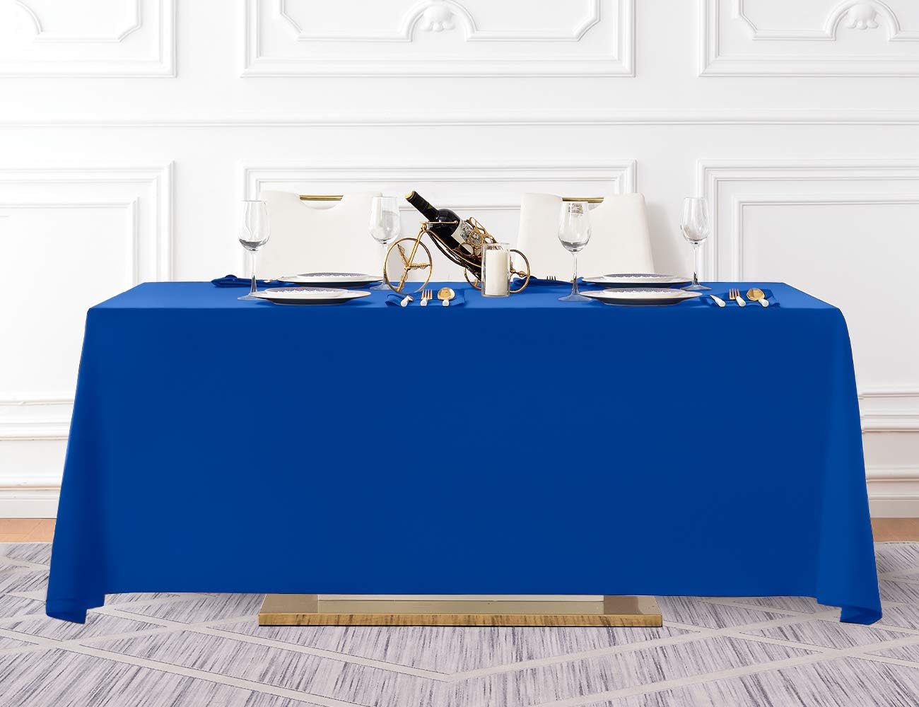 Surmente Blue Tablecloth 90 x 132-inch Rectangular Polyester Table Cloth for Weddings, Banquets, or Restaurants