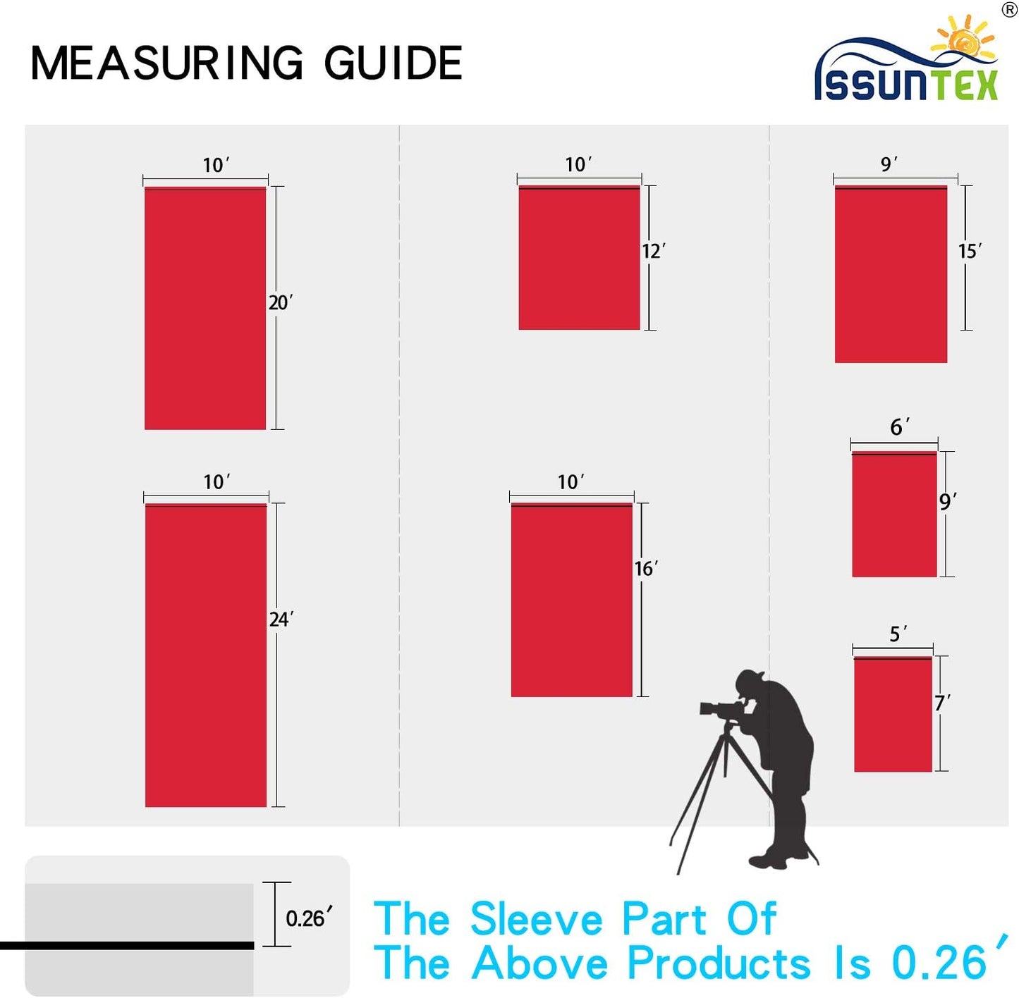 ISSUNTEX 10X24 ft Background Muslin Backdrop, Photo Studio, Collapsible High Density Screen for Video Photography and Television-Red