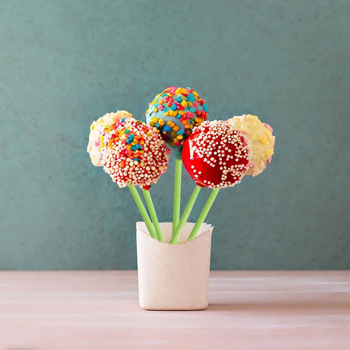 5.75 Inch Biodegradable Green Straws - Short Paper Cocktail Straws for Drinking Party Bar Restaurants Cake Pop Sticks, Pack of 500