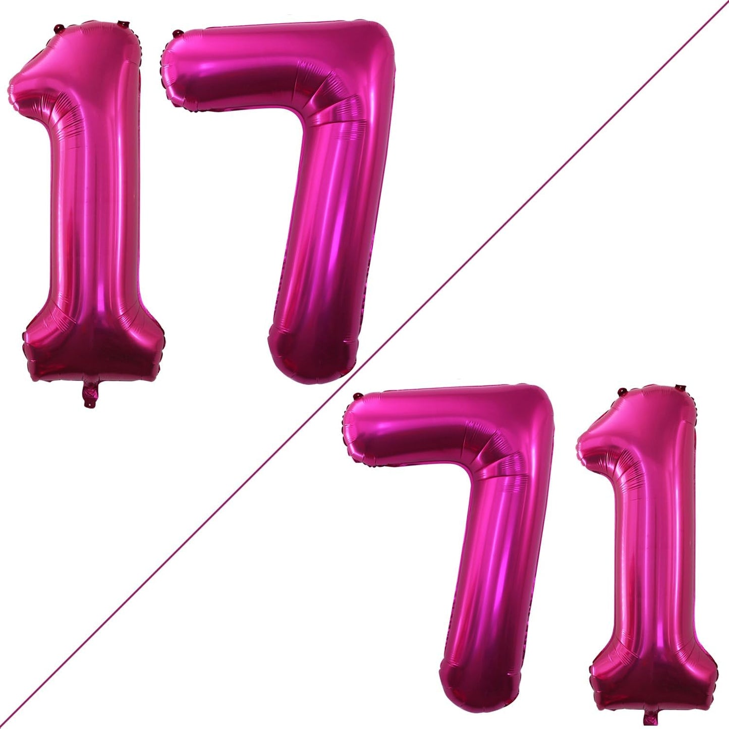 GOER Number 17 Balloons for 17th Birthday Sweet 17 Party Decorations,42 Inch Jumbo Foil Helium 71 Balloons for 71st Birthday Party Decoration (Bright Peach)