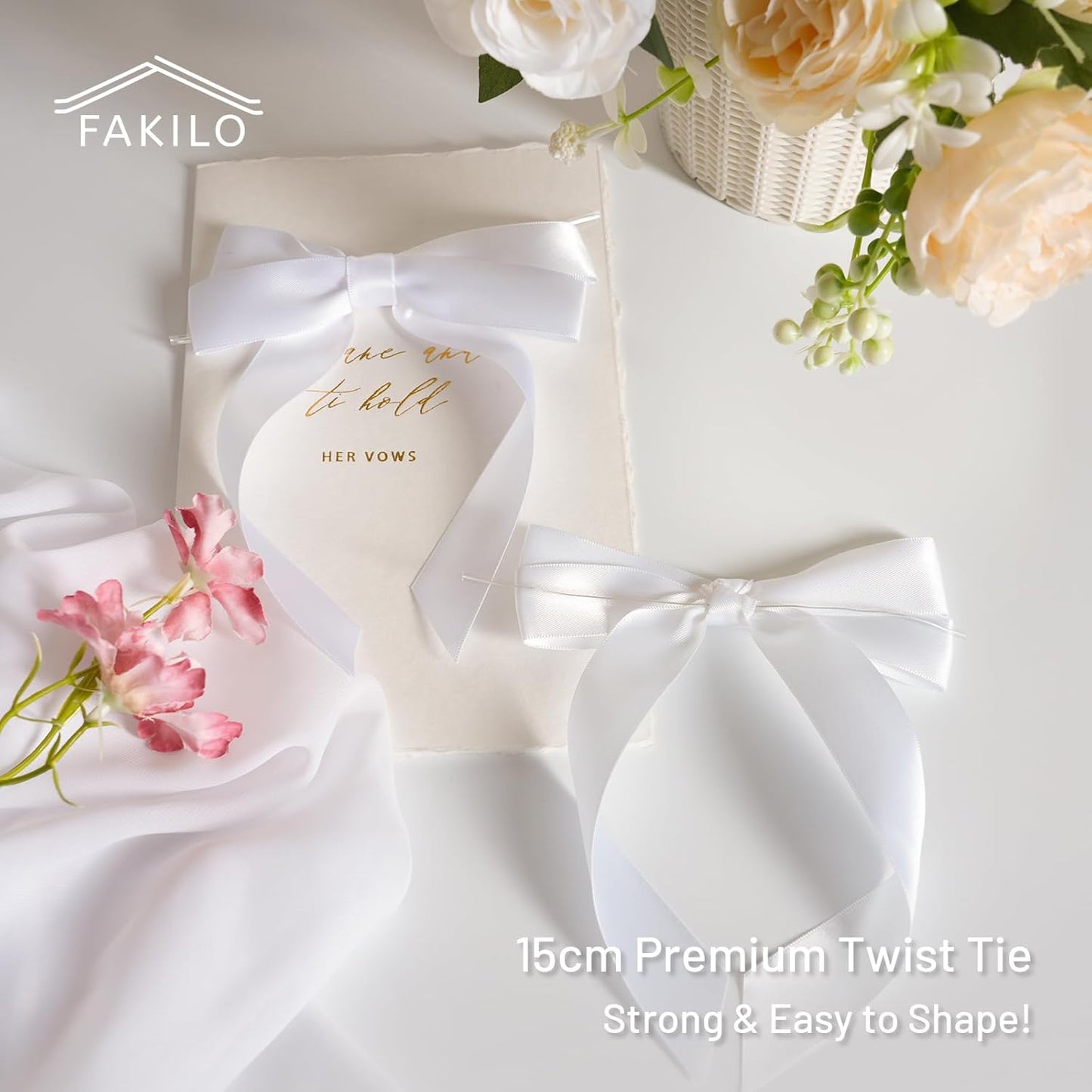 White Bows for Gift Wrapping, 5'' X 7'' Satin Gift Bows for Birthday, Wedding, Party, 30 Pcs