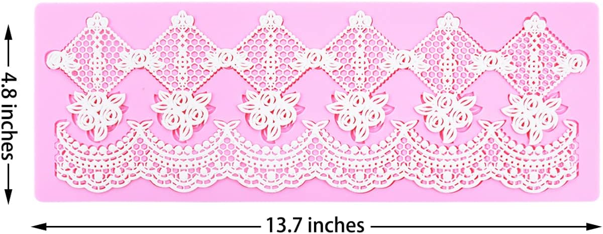 Silicone Lace Mold for Cakes Decorating, Silicone Molds for cake lace Mat Craft Tools, Embossing Lace Fondant Molds