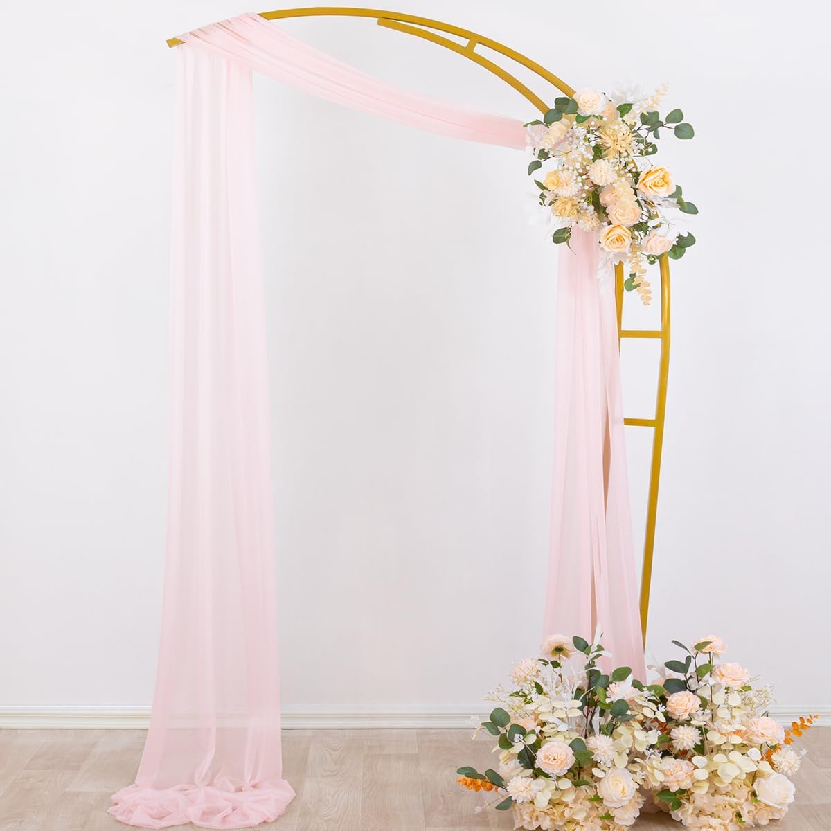 Socomi Blush Pink Wedding Arch Draping Fabric 29" x 20Ft 1 Panel Sheer Outdoor Curtain Drapes Extra Long for Bridal Baby Shower Ceremony Birthday Party Decor