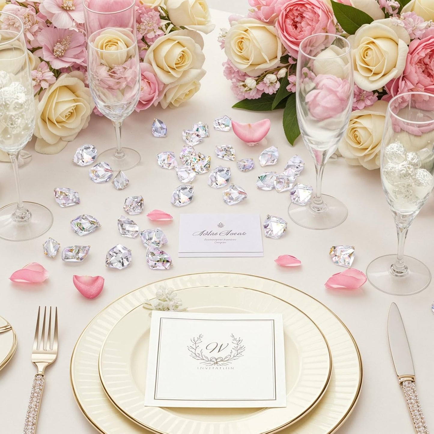 DomeStar Dazzling Fake Ice, 150PCS Sparkling Fake Diamonds, Iridescent Clear Gem Stones Vase Fillers DIY Crafts Wedding Table Scatter Decoration