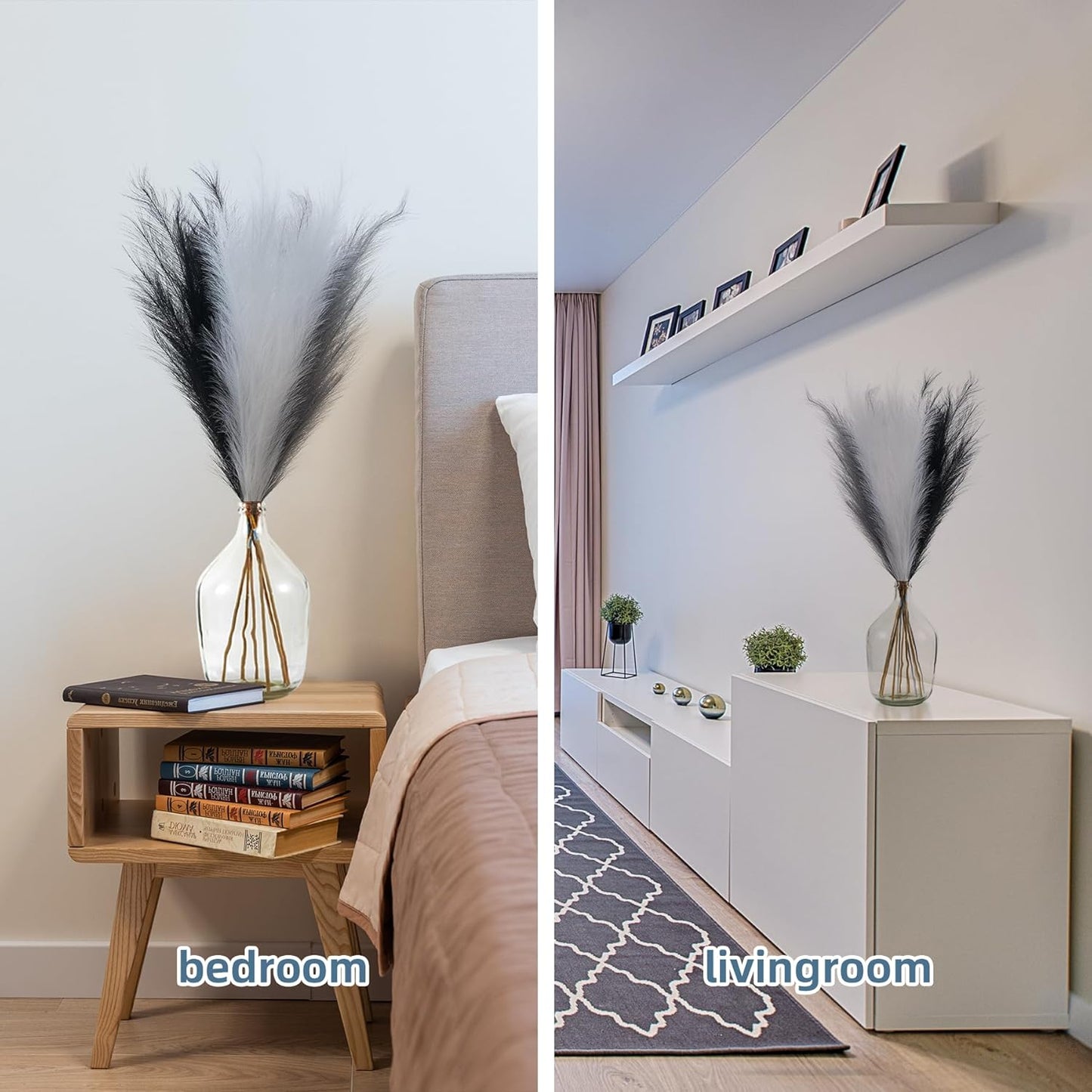 EVODIS Pampas Grass Decor Tall, 43"/110cm Faux Pampas Grass 6 Stems Large Pompass Grass Branches Tall Bulk Boho Flower Arrangement for Home Room Wedding Party Decor