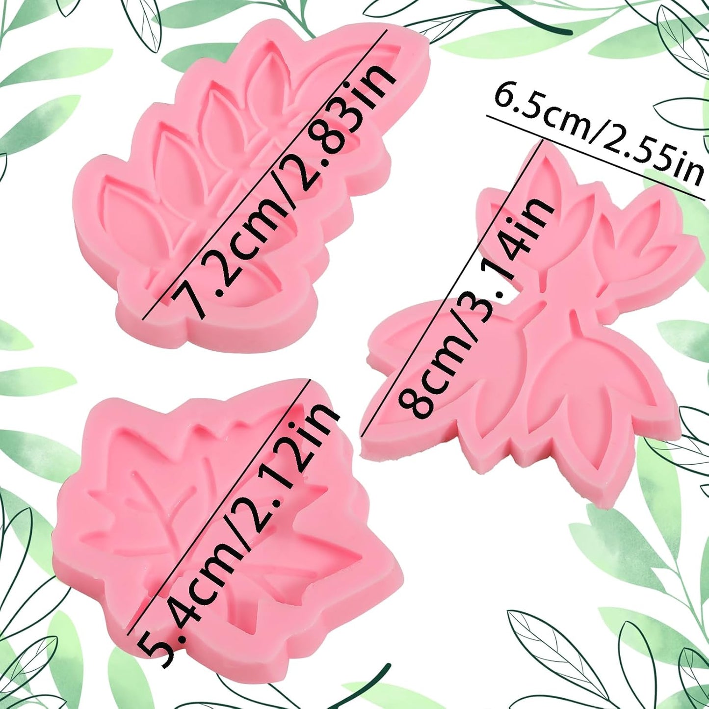 3 Pcs Maple Leaf Silicone Molds, Fern Leaf Chocolate Fondant Molds for Wedding Cake Decorations, Candy, Cookies, Dough, Resin Crafts, Plaster, Modeling Clay, Reusable Kitchen Baking Supplies