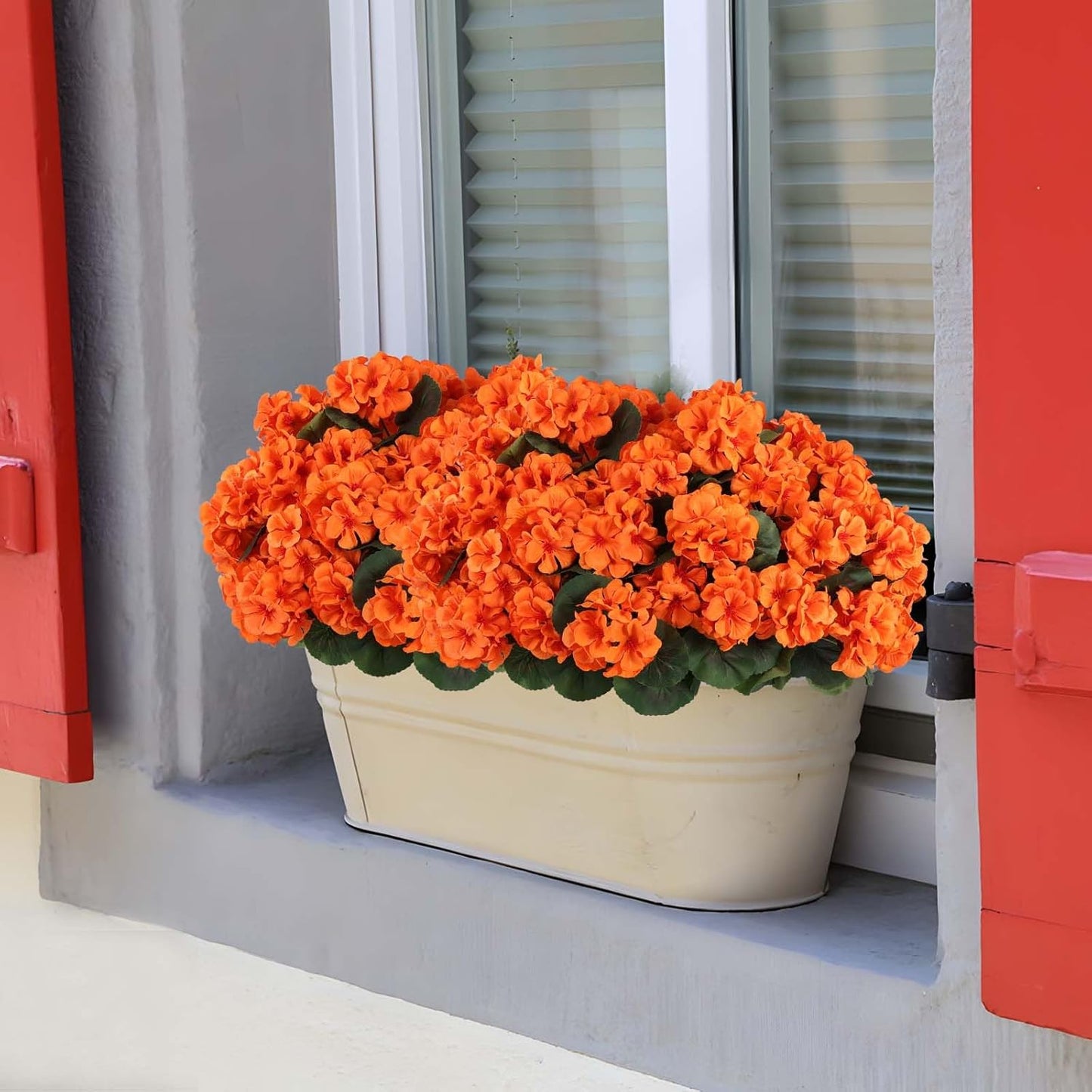 Hananona 6 Pcs Artificial Geranium Flowers for Outdoors Geranium Silk Orange Flower Outdoor UV Resistant Patio Plants Faux Autumn Flowers for Fall Home Kitchen Table Centerpieces (6, Orange)