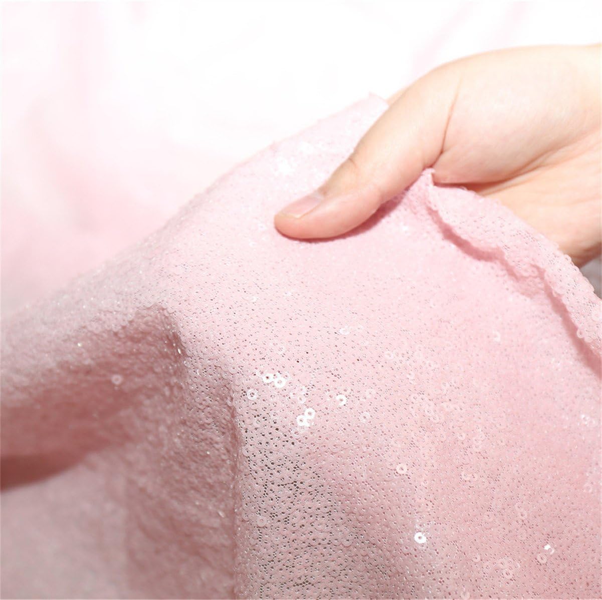 Eternal Beauty Pink Sequin Backdrop, 7x7 Ft Glitter Background Curtains for Shimmer Photography Party Wedding Birthday Back Drop Decor