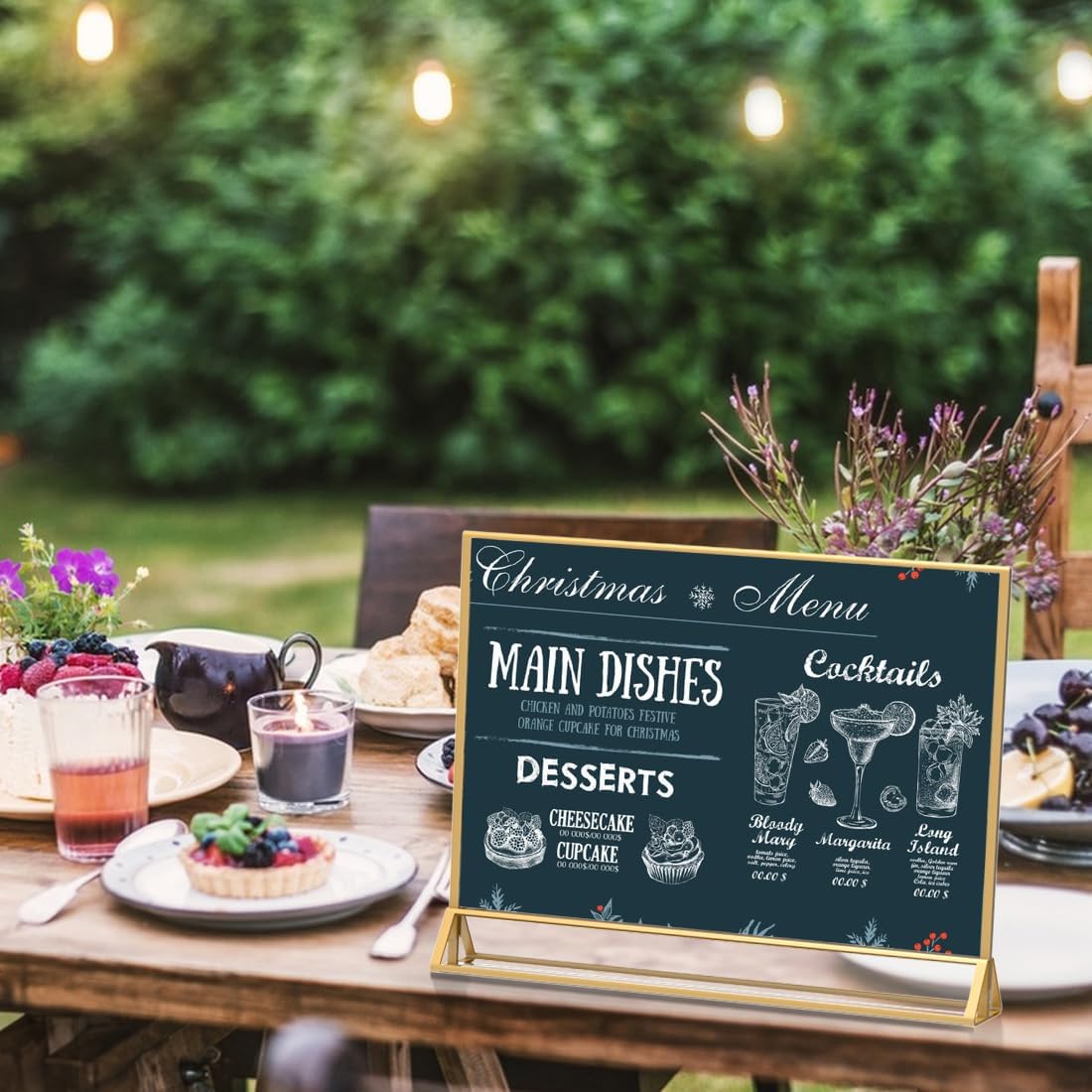 Clear Acrylic Sign Holder 11x 8.5 Horizontal Double Sided Gold Frame Flyer Holder for Wedding Table Number Menu Holder (6pcs)