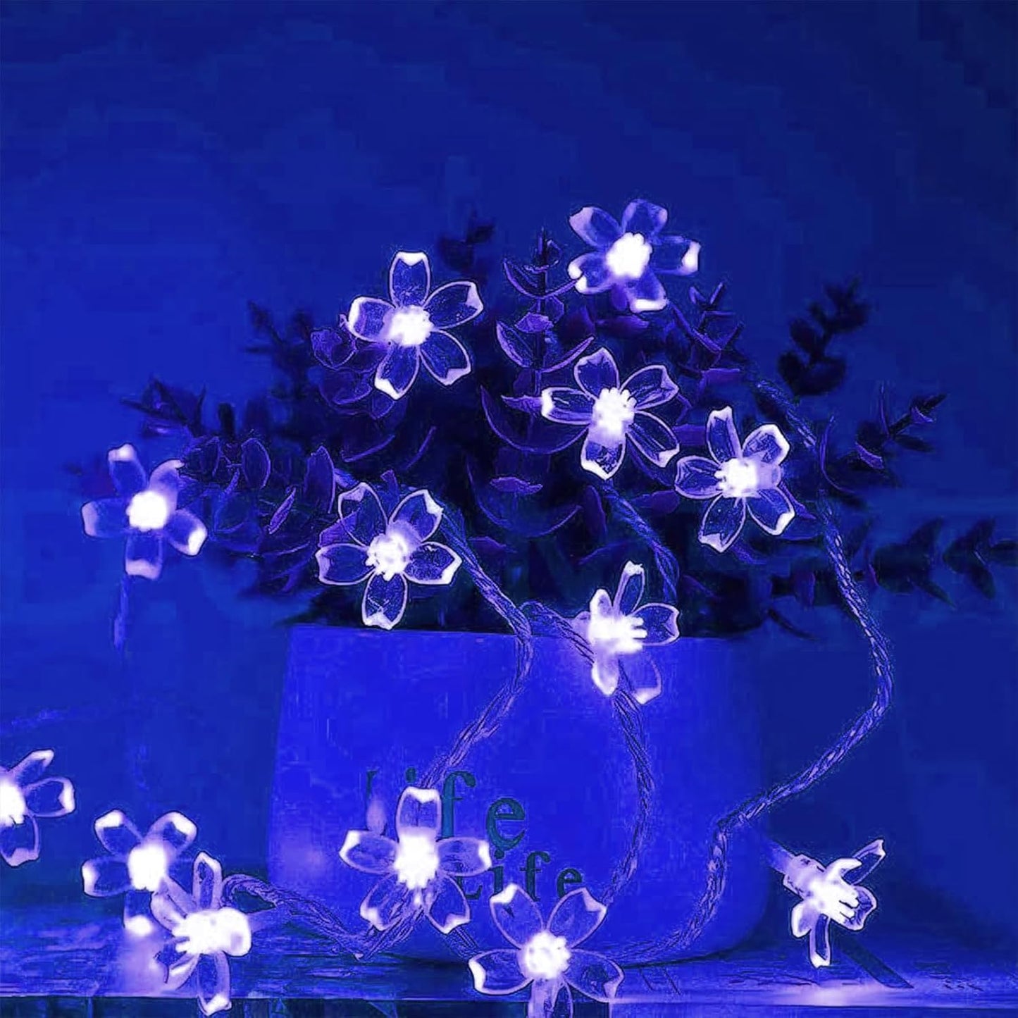 100 LED Light Up Flowers String Lights for Bedroom Romantic Decor, Plug in Fairy Cherry Blossom Tree Wall Hanging Indoor DIY Decorations for Christmas Easter Valentines Day Proposal Birthday