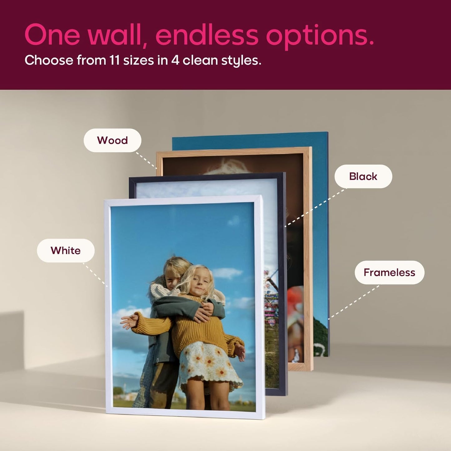 Mixtiles Official - Custom Photo Tiles - Personalized Printed Photos - Magnetic Wall Frames - Adhesive Sticker, No Nails - Various Sizes and Frames - 8x8-tiles-Tile - Oak Frame