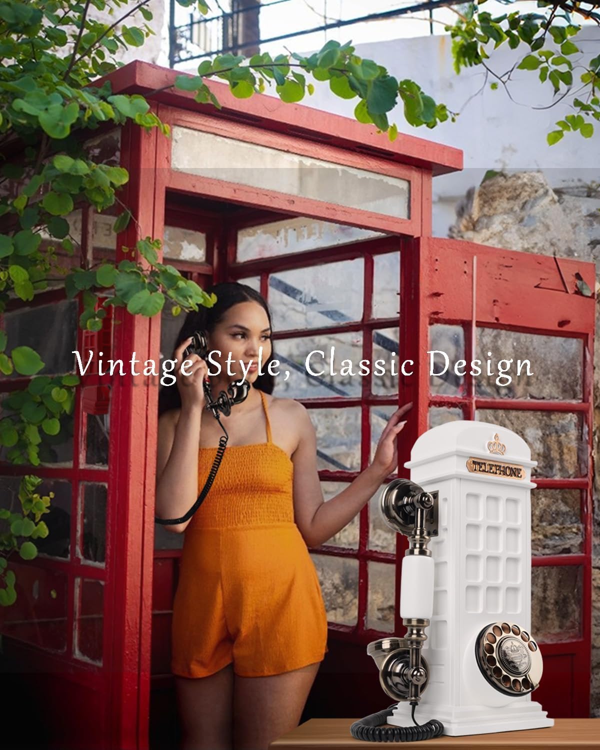 Audio Guest Book Wedding Phone, Record Customized Audio Message Guest Book for Wedding, Party and Gathering, Vintage Phone Booth Design, White