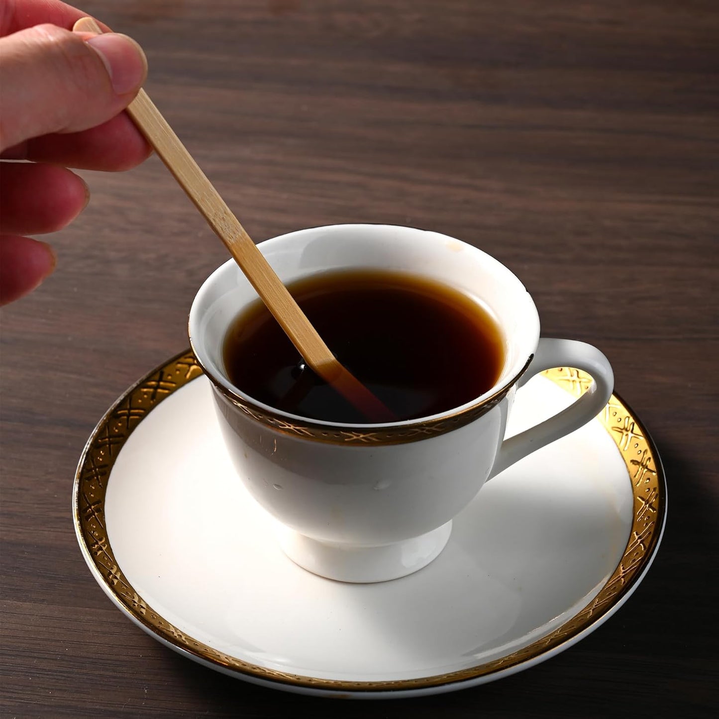 VIWIK 500 Pack Coffee Stirrers 5.5 Inch Coffee Bar Accessories - Individually Wrapped Wood Bamboo Coffee Stir Sticks, Disposable Bamboo Stir Sticks