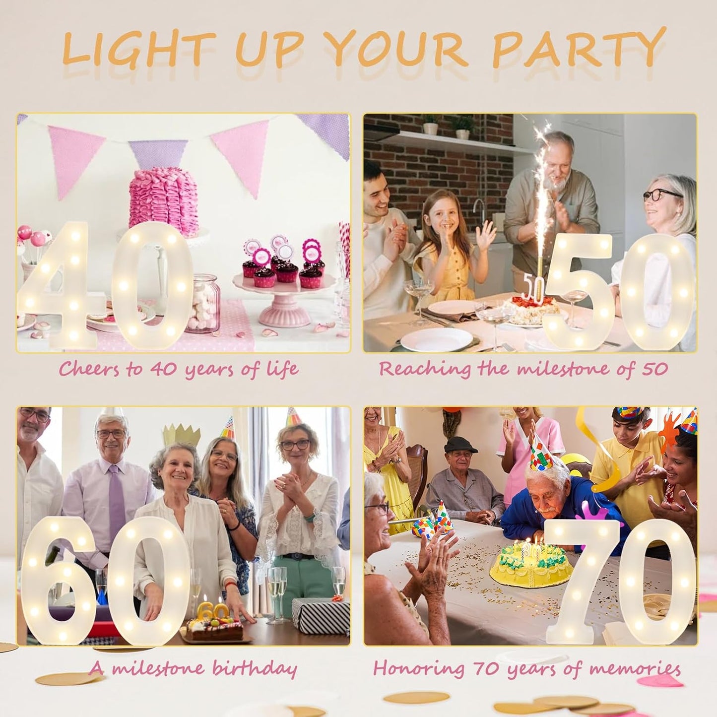 Decorative Led Light Up Numbers, 13th Birthday Decorations, Warm White Led Numbers Lights, Lighted Marquee Number Sign for Sweet 13th Party Decor