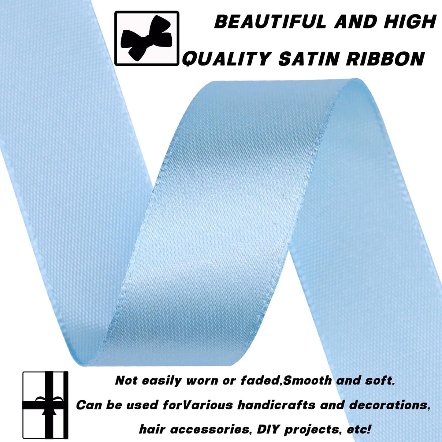 Sky Blue Satin Craft Ribbon - 7/8 Inch, 30 Yards - Polyester, Multiple Occasions