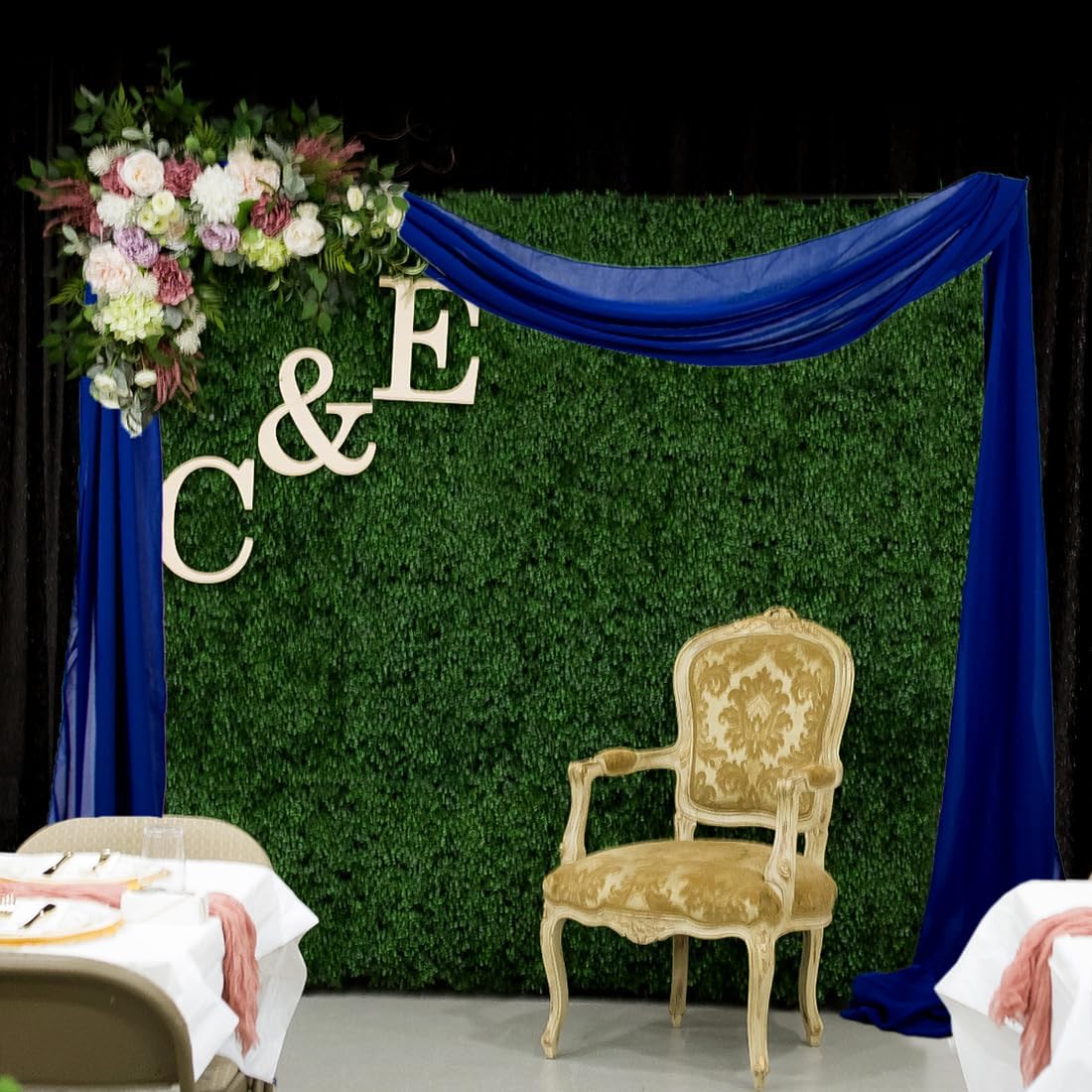 Wedding Arch Draping Fabric 20Ft for Ceremony Outside - Birch Wood Chiffon Drape for Party Stage (1 Panel 20 Ft, Royal Blue)