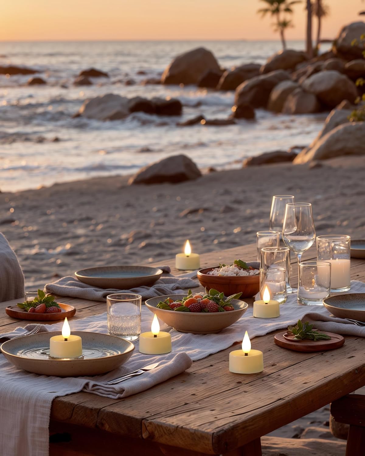 Amagic Flameless Timer Remote Tealights Candles, 3D Black Wick Flickering Tea Lights, 400+Hour White Votive Candles Battery Operated, Set of 24 for Wedding Table Decor, Halloween, Christmas, Holiday