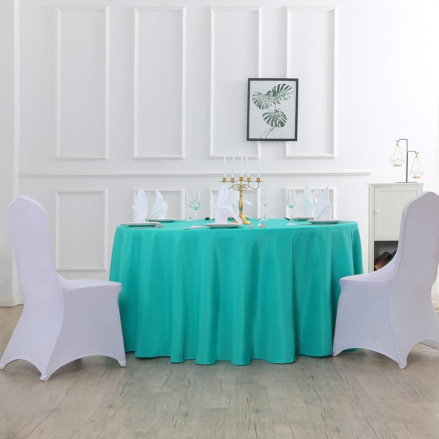 120 inch Round Tablecloth Washable Polyester Table Cloth Decorative Table Cover for Wedding Party Dining Banquet(120 inch,Turquoise)
