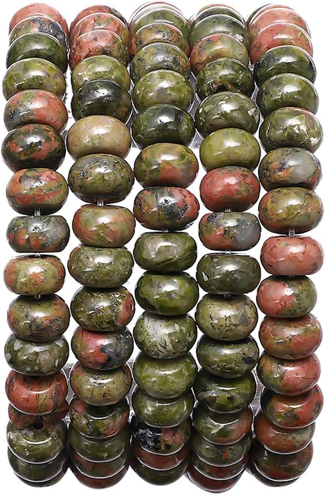 Natural Unakite Stone Rondelle 5x8mm Loose Semi Gemstone Beads for Jewelry Making 38cm