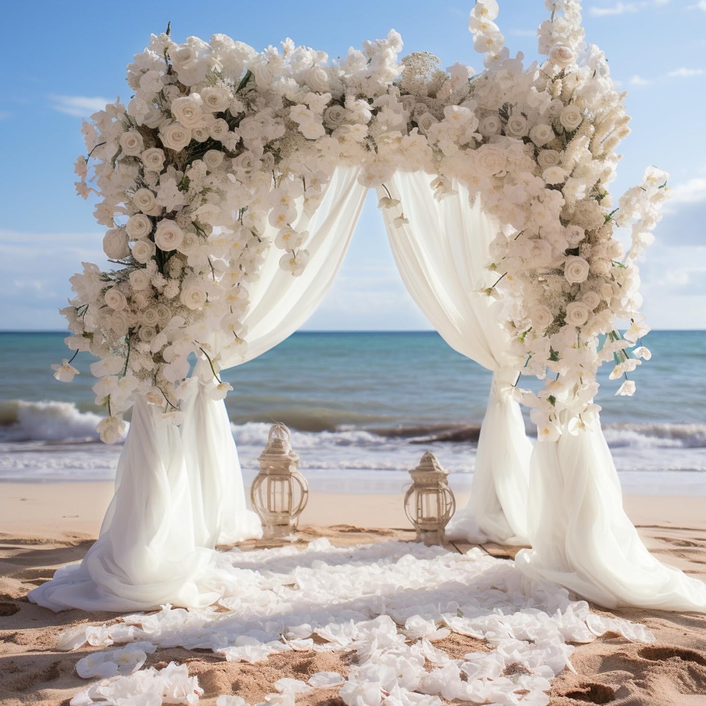 Wokceer Wedding Arch Draping Fabric 3 Panels 28.7" x 20FT Ivory Drapes Sheer Fabric Backdrop Arch Draping Fabric for Wedding Ceremony Birthday Party Bridal Shower Decoration