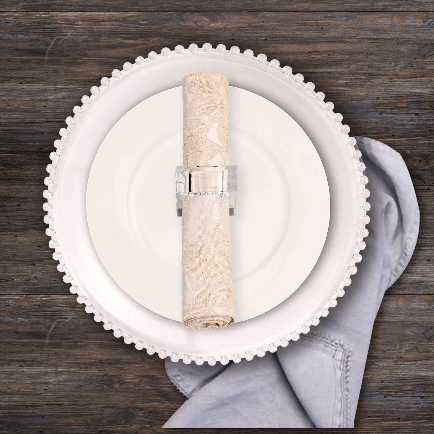 Kitcom Mini Napkin Rings Set of 12 Square-Shaped, Crystal Napkin Ring for Thanksgiving, Christmas, Family Gathering, Wedding Reception, Clear with Gift Box