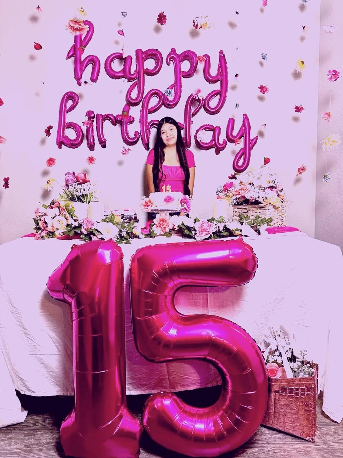 Large Rosy Purple 40 Inch Birthday Number 5 Balloon, Rosy Purple Five 5th 15 25 35 50 55 Birthday Anniversary Celebration Decorations, Foil Mylar Helium Numbers 5 Balloons Girl Boy Party Supplies