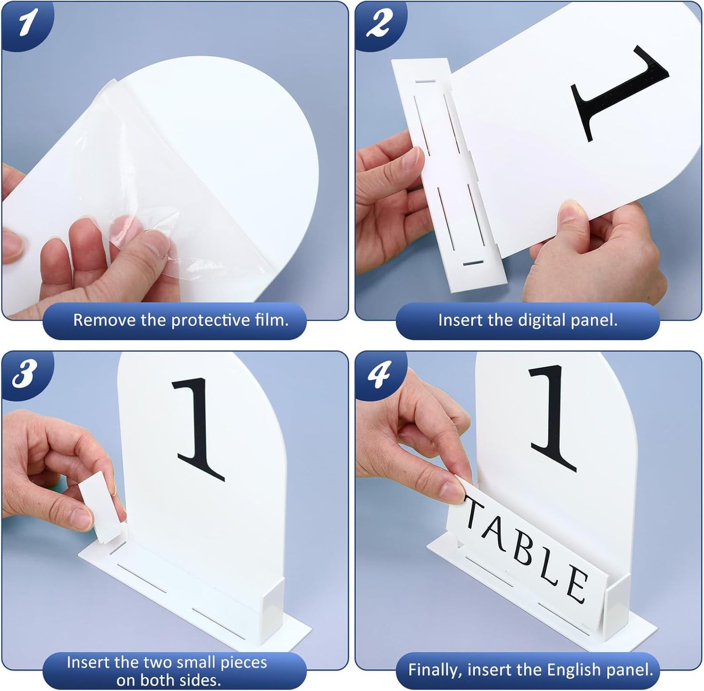 Table Number 1-15 for Wedding Reception Arch Acrylic Wedding Table Number with Flower Trough 5" x 7" Mirrored Rustic Centerpiece for Reception Bridal Shower Party Catering Banquet(White)