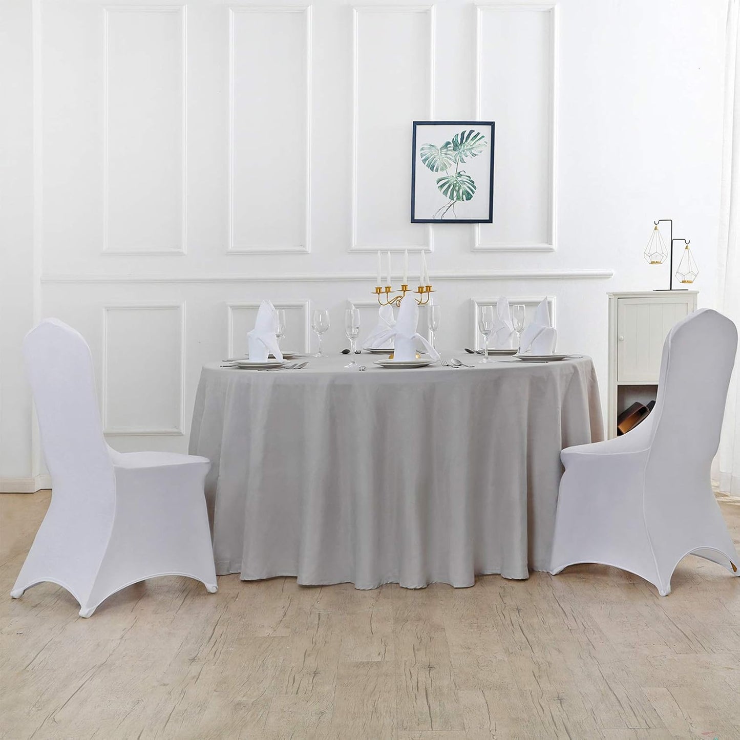 90 inch Round Tablecloth Washable Polyester Table Cloth Decorative Table Cover for Wedding Party Dining Banquet(90 inch,Silver)