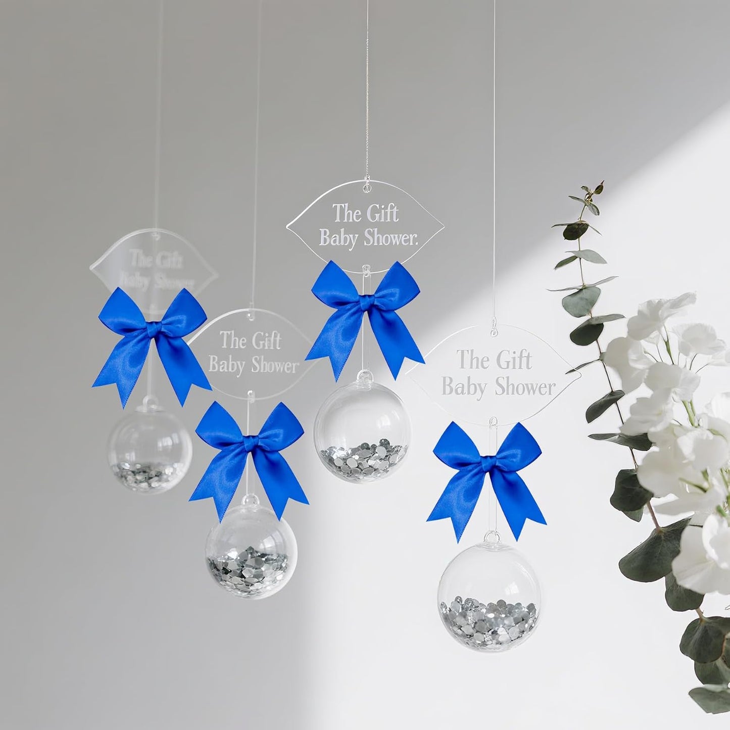 50 PCS Twist Tie Bows Satin Ribbon Bows 3.3 Inch Gift Wrap Bows Craft Bows for Gift Wrapping, Party Decorations Gifts Bag DIY Treat Bags Wedding Decor Baby Shower Christmas (Royal Blue)