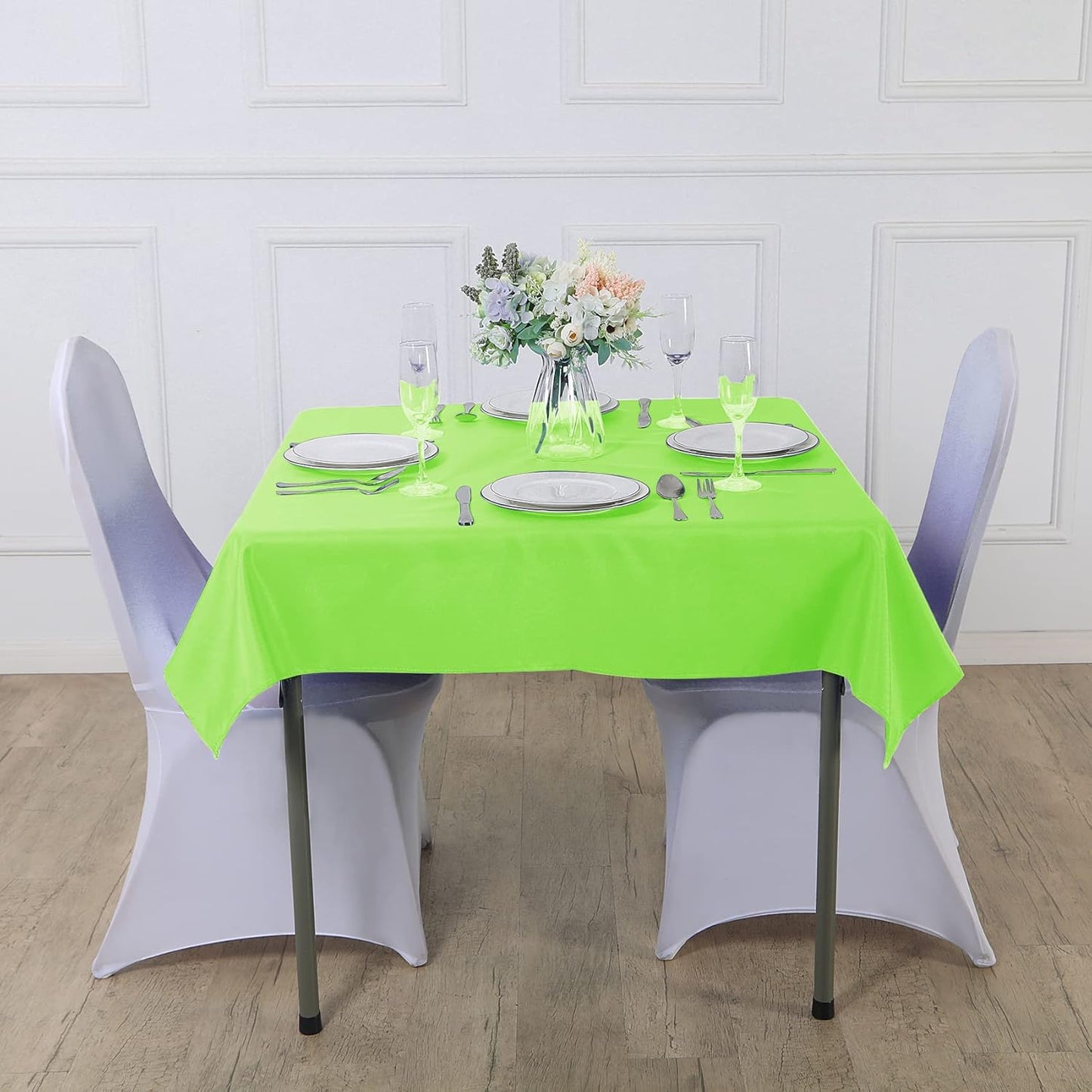 Cupuamon Square Tablecloth 90x90 inch Washable Polyester Fabric Table Cloth for Wedding Party Dining Banquet Decoration(90x90,Apple Green)