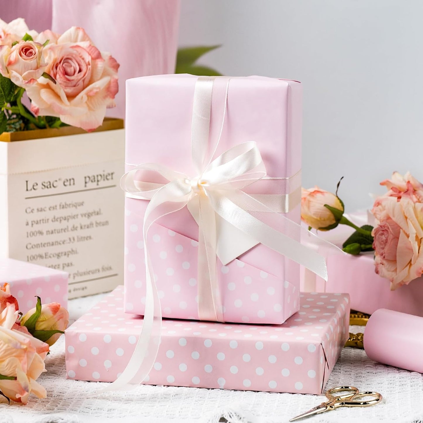 Garbendy Gift Wrapping Paper Roll-Solid Color Pearly-Lustre Paper,Perfect for Wedding, Valentine's Day,Birthday, Christmas,Baby Shower, Party - 17 Inch X 33 Feet