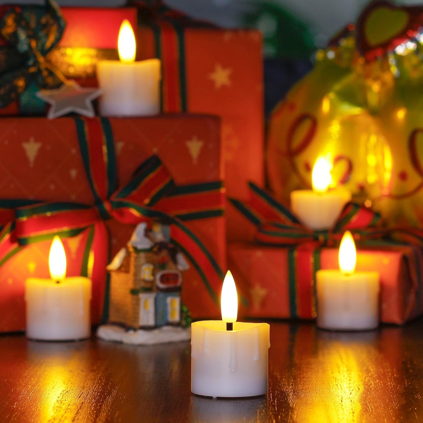 Rechargeable Flameless 1.6" x2.5" Tea Light Candles with Remote & Type-C Charging Cable, Timer LED Flickering White Plastic 9pcs Mini Dripping Wax Votive Tealight Candles