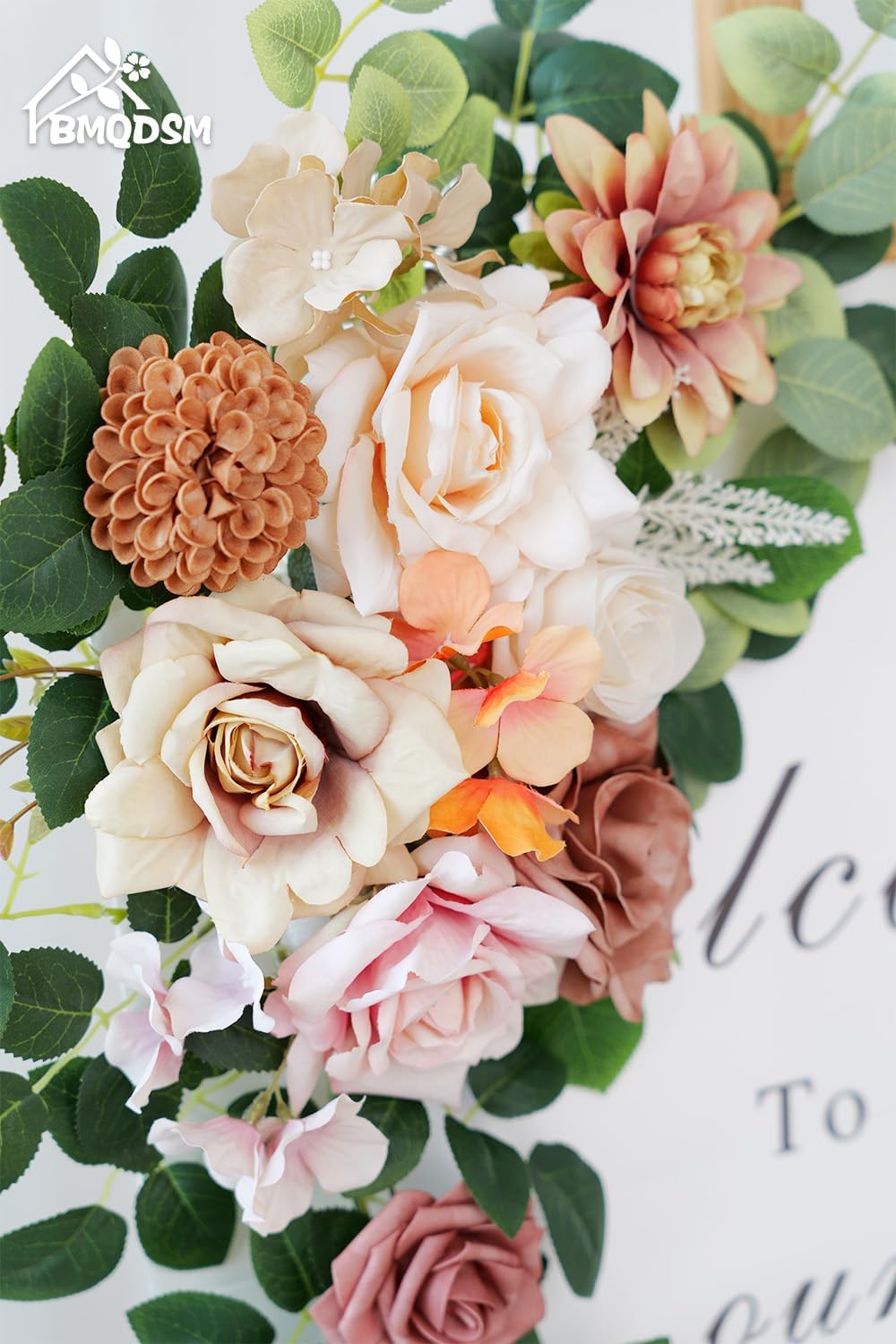 Pack of 2 Artificial Flowers for Backdrop Decoration, Wedding Arch Flowers,Reception Welcome Sign, Eucalyptus Garland, Suited to Aisle Decor and Wedding Arches(Champagne)