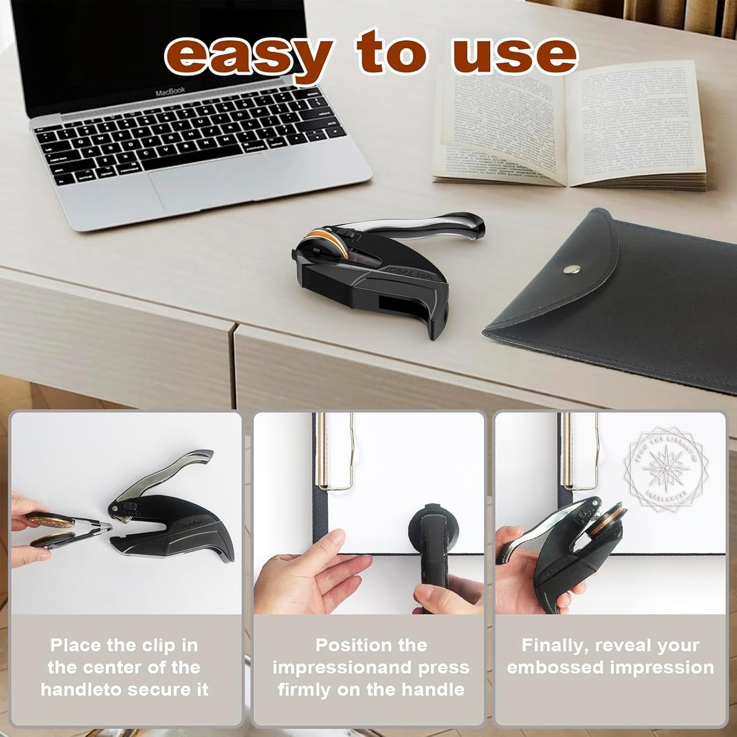 Personalized Book Embosser - Custom Library Stamp, Personal Gifts for Book Lovers, Readers, Teachers (Star-02)