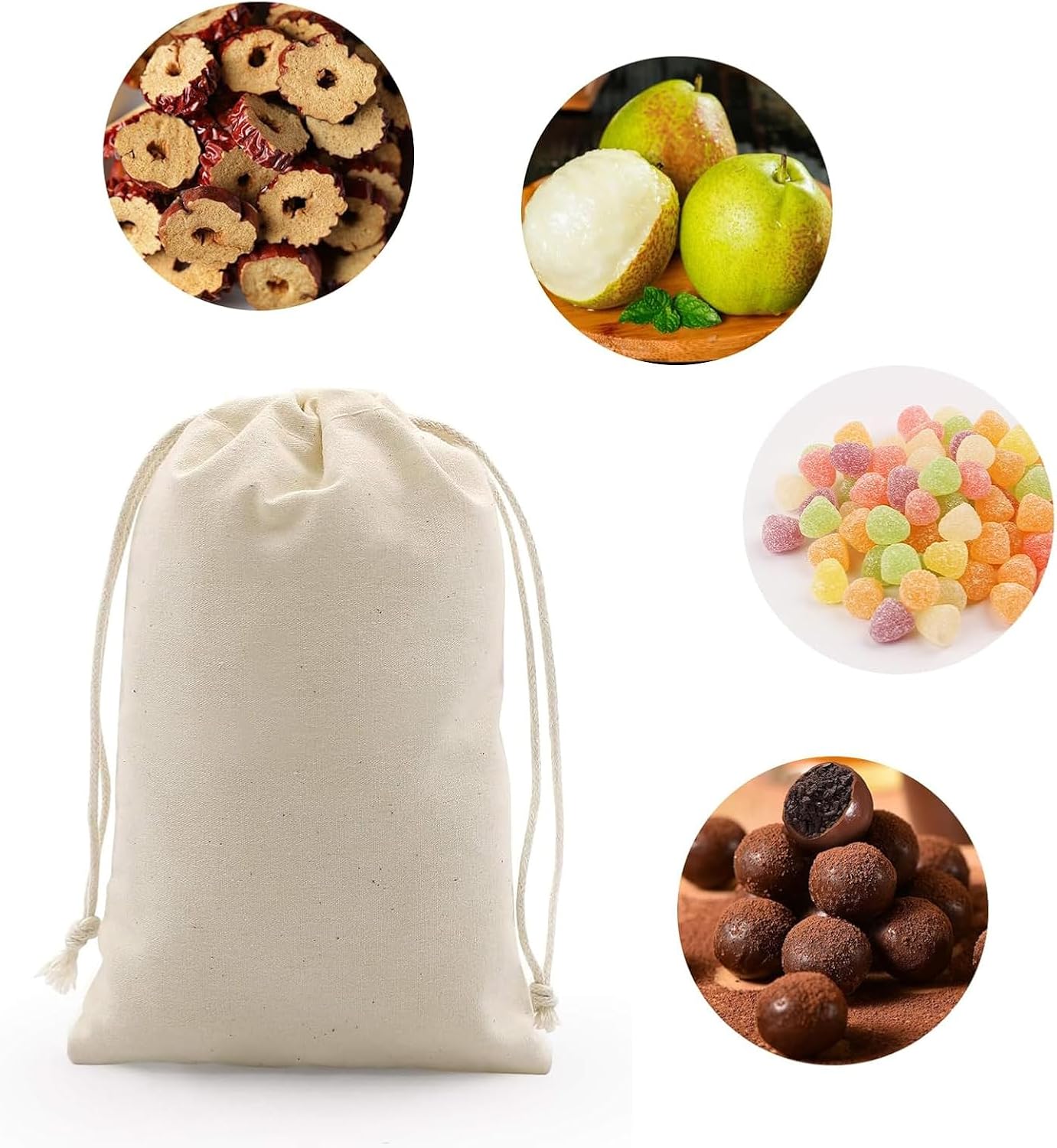 gobyhumm 20 Pieces Muslin Bags Cotton Drawstring Bags Sachet Bag for Home Supplies (5 * 7")