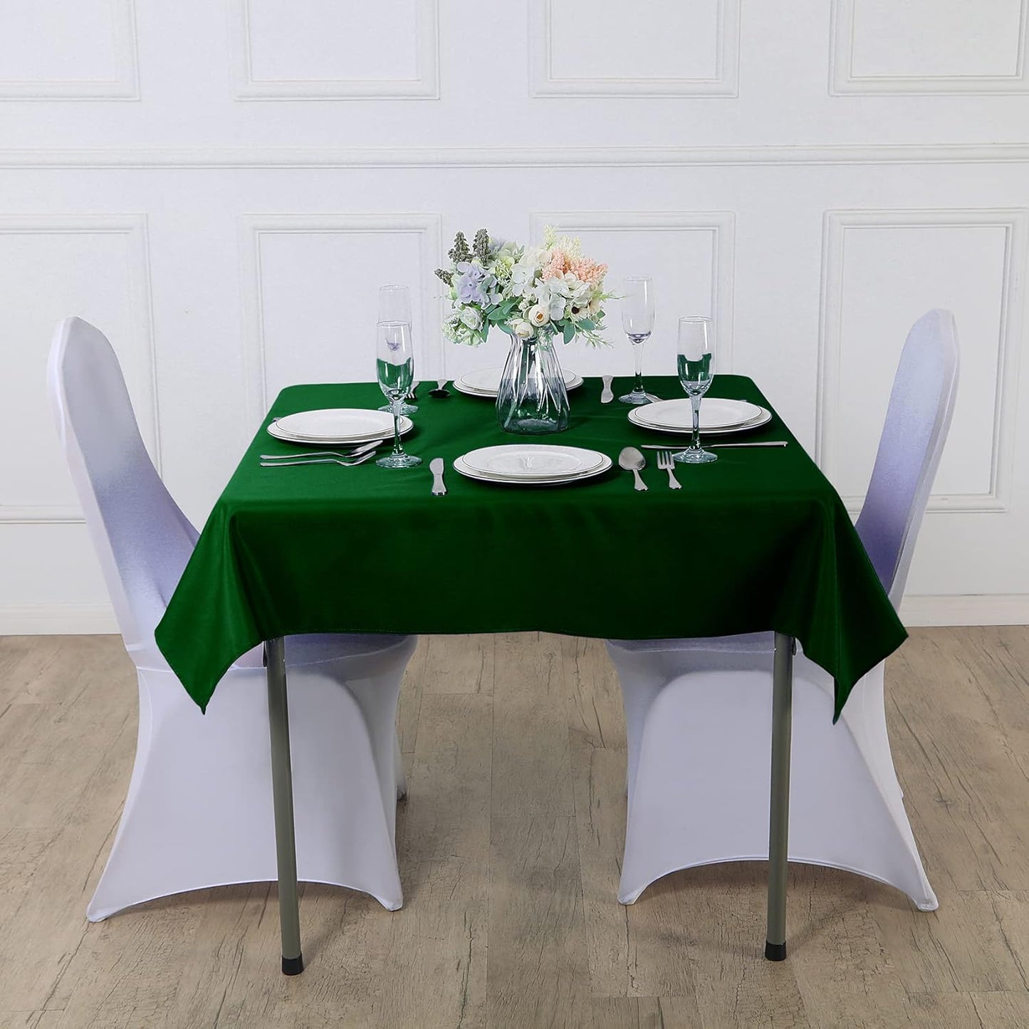 Cupuamon Square Tablecloth 90x90 inch Washable Polyester Fabric Table Cloth for Wedding Party Dining Banquet Decoration(90x90,Hunter)