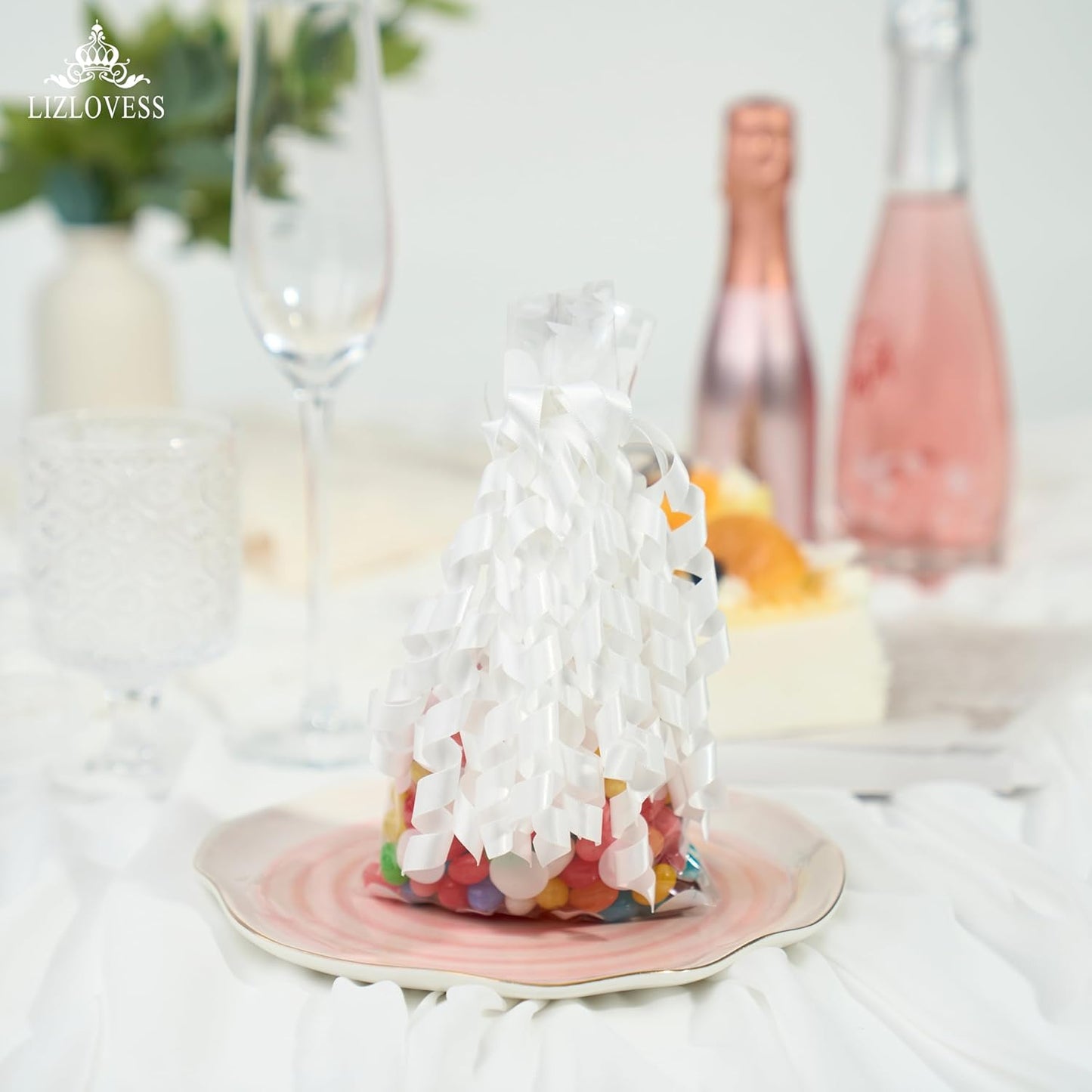 6 Inch White Curly Bows for Gift Wrapping Set of 6, Self Adhesive Bows White Gift Bows for Presents, Satin Ribbon Bows for Birthday, Wedding, Christmas, Bridal Shower, Gift Wrap Accessory