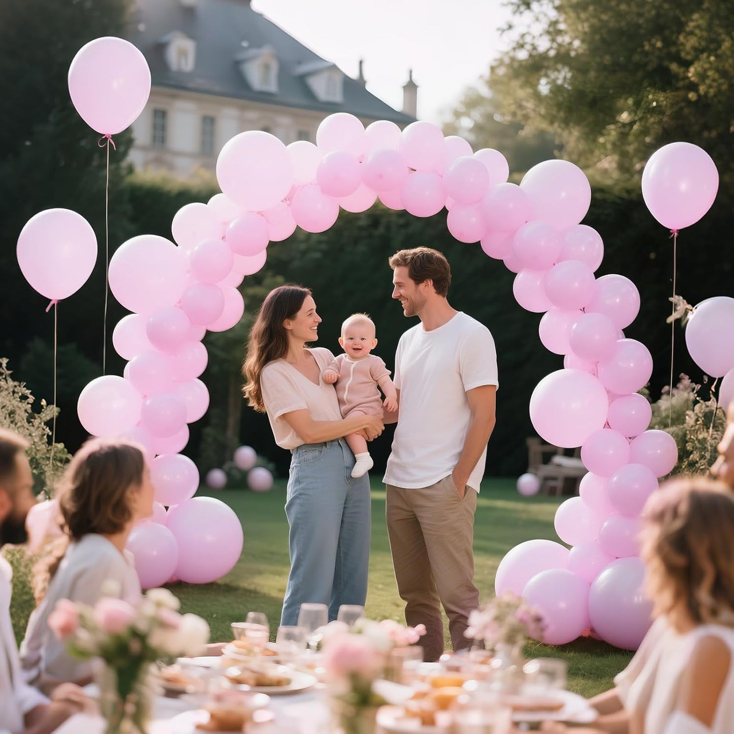 110pcs Pastel Pink Balloon 12 Inch, Pastel Pink Latex Balloons for Birthday Party Baby Shower Wedding(with 2 Ribbons).