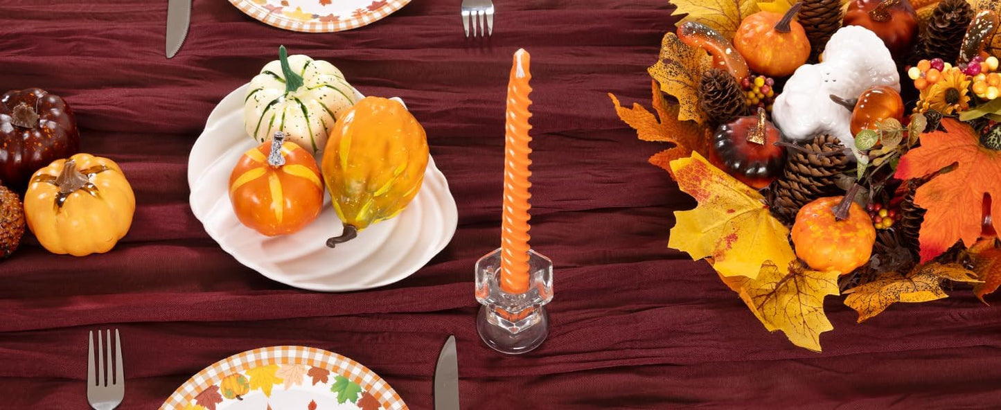 Burgundy Red Cheesecloth Table Runner 6 Pack Fall Table Runners Boho Gauze 120 Inches Red Cheese Cloth Fall Table Decorations for Thanksgiving Christmas Weddings Bridal Shower Candlelight