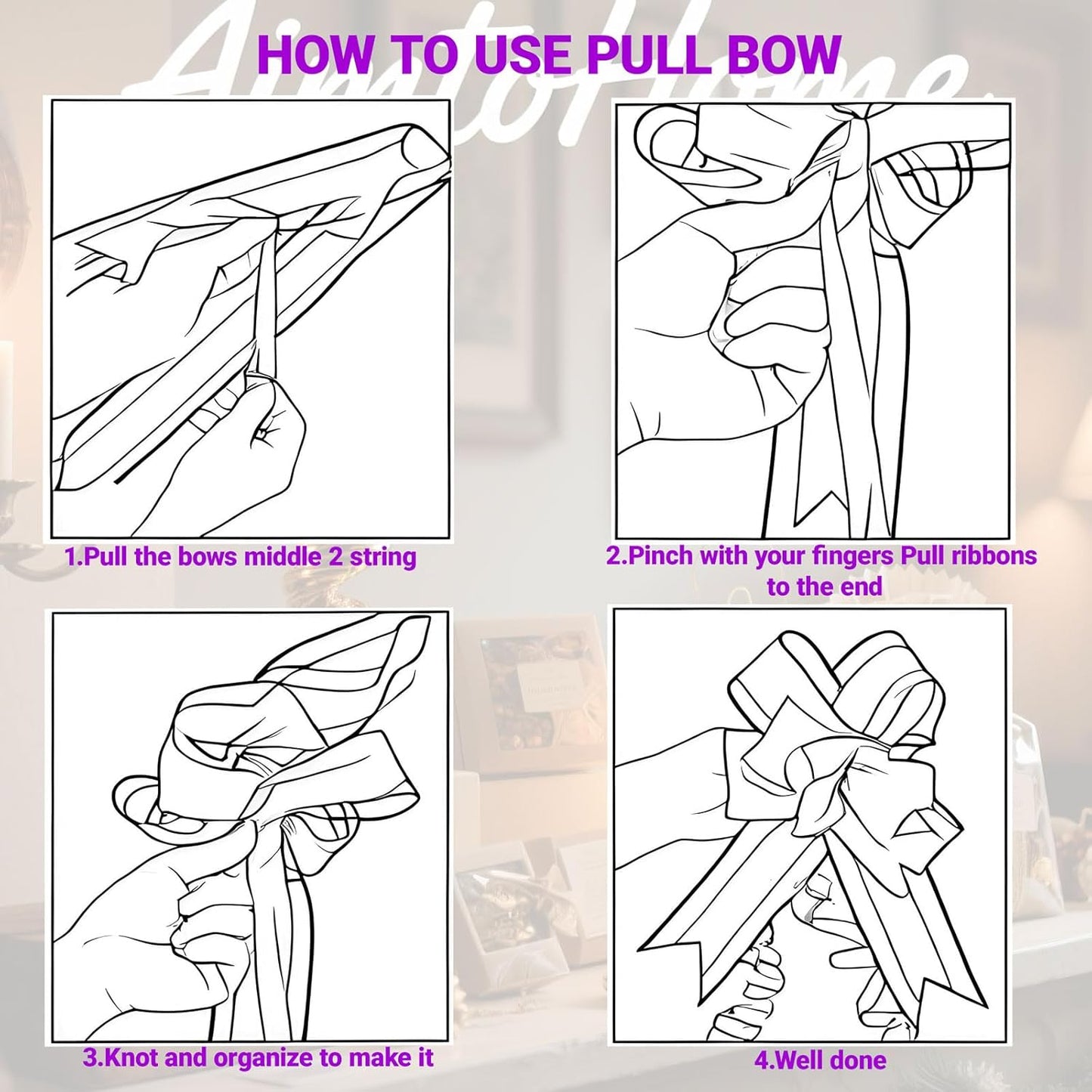 Small Pull Bows, 10 PCS 4 Inch Purple Gift Bows for Wrapping,Basket, Wedding,Birthday Party,Flower Bouquet Decoration