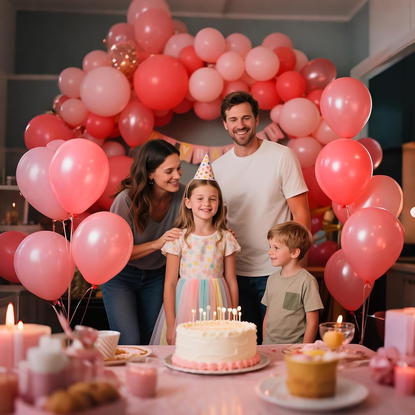 110pcs Coral Red Balloon 12 Inch, Coral Red Latex Balloons for Birthday Party Baby Shower Wedding(with 2 Ribbons).
