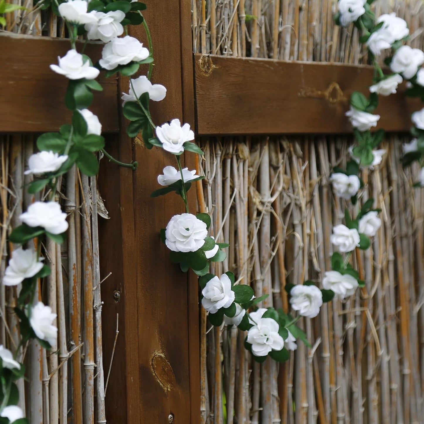 12 PCS 98.4 FT Artificial Flower Garland White Rose Garland for Wedding Room Decor(12,White)