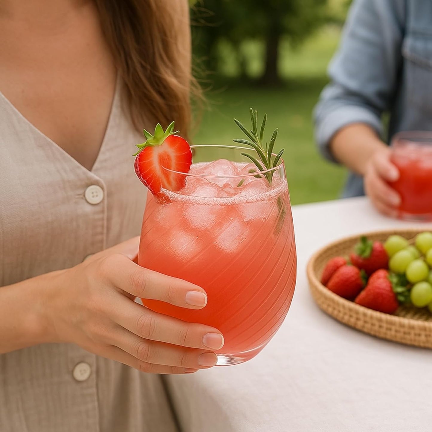 40 count Origami Ripple Unbreakable Stemless Plastic Wine Champagne Whiskey Glasses Elegant Durable Disposable Indoor Outdoor Ideal for Home, Bars, Wedding, Ribbed 12 Ounce Cups (Twiselle Clear)