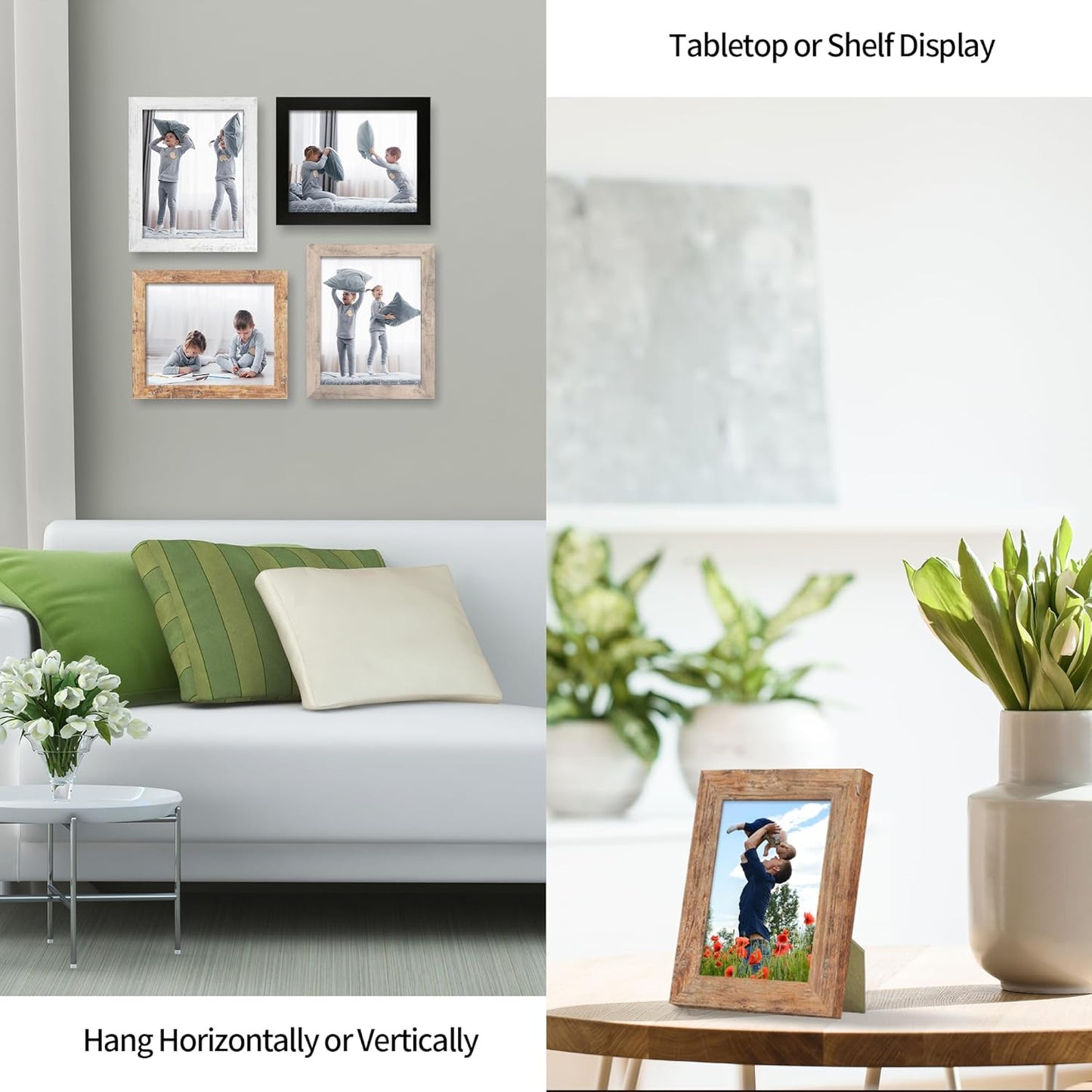 5x7 Picture Frame Set of 4 with High Definition Real Glass, Mixed Color Wood Photo Frames for Desktop Display and Wall Mounting