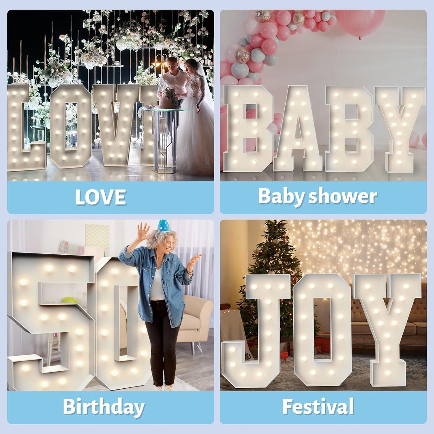4FT Marquee Light Up Numbers 6,Party Decoration Large Marquee Light Up Letters with Weighted Water Bag,Pre-cut Foam Board Set Can Be Used for Birthdays,Weddings,Baby Anniversaries