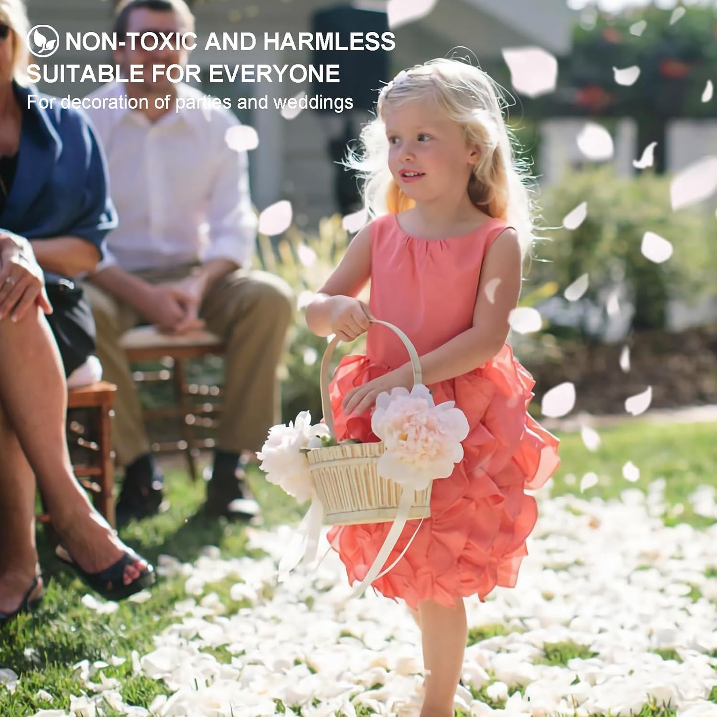 3.5 Oz Dried Rose Petals Wedding Biodegradable Petals, Natural Preservation Real Flower Petals, Suitable for Flower Petals for Flower Girl, Romantic Night, Table Decoration (White, 100g)