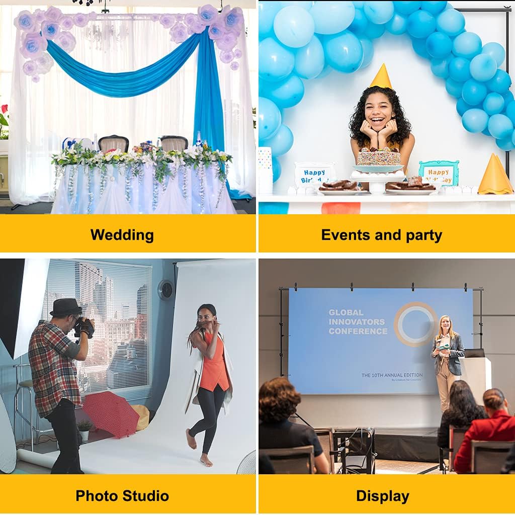 Backdrop Stand for Parties, 8.5x10ft Adjustable Background Support System for Events Decoration, Baby Shower, Photography with Spring Clamps, Backdrop Clip, Sandbag and Carrying Bag