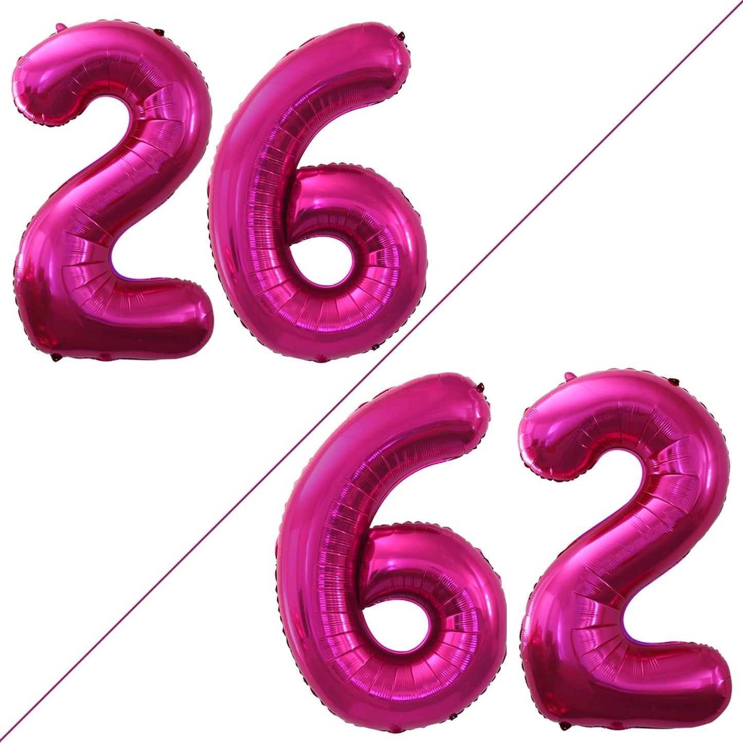 GOER Number 26 Balloons for 26th Birthday Party Decorations,42 Inch Jumbo Foil Helium 62 Balloons for 62nd Birthday Party Decoration (Bright Peach)