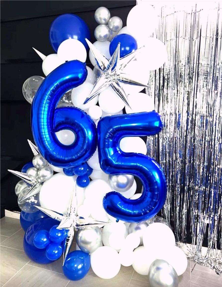Navy Blue 40 Inch Large Number 5 Birthday Balloon, Five 5th 15 25 35 50 55 Birthday Celebration Decorations, Foil 5 Mylar Helium Number 5 Balloons Girl Boy Anniversary Party Supplies