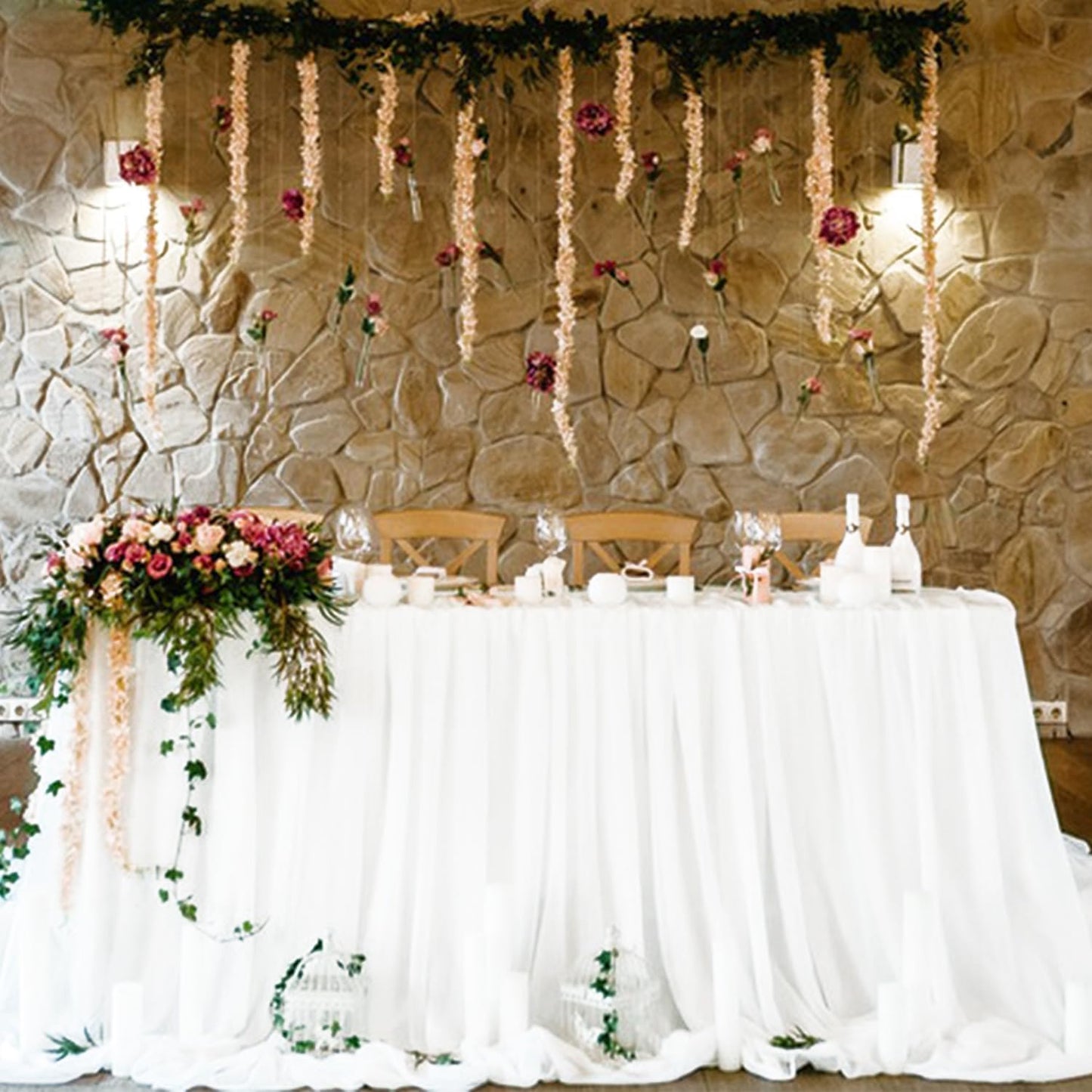 2 Pack Cheesecloth Table Runner 10Ft Christmas Gauze Boho Table Runners for Wedding Decor Bridal Shower Decorations Baby Shower Party(35" x 120")